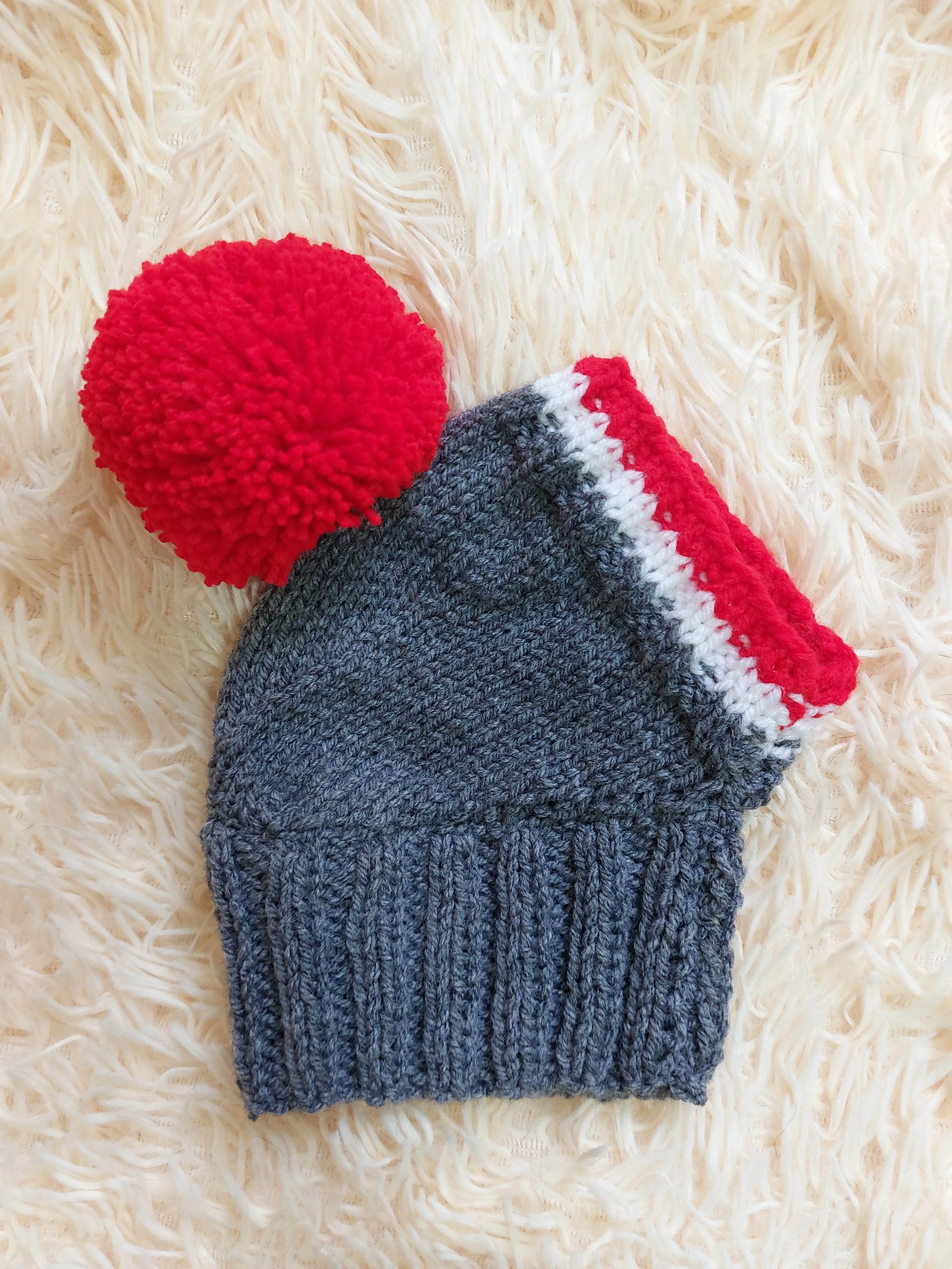 Monkey pet hat with big pompom, warm winter dog hat with pompom