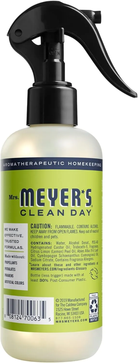 MRS. MEYER'S CLEAN DAY Room and Air Freshener Spray, Non-Aerosol Spray Bottle Infused with Essential Oils, Lemon Verbena, 8 fl. oz (Pack of 2)