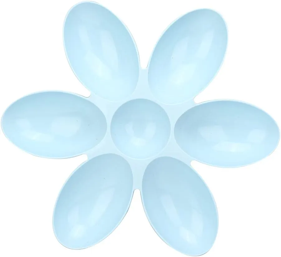 Multi Pet Feeding Station, Petal Shaped Bowl, Space Saving Design, Sturdy PP Material, Available in Blue, Green, Pink, for Cats and Dogs (Blue)