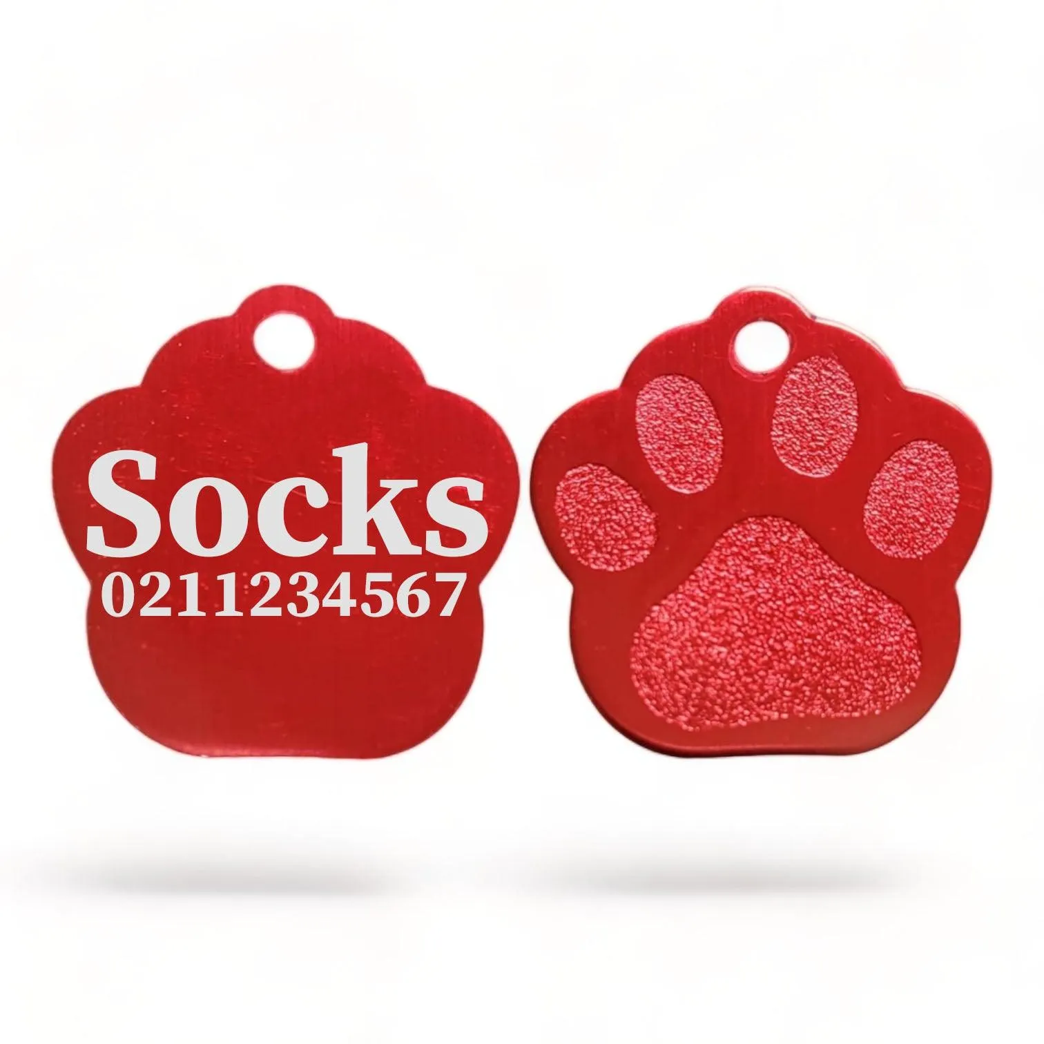 Name & Number | Paw Print Aluminium | Cat, Kitten & Dog Kitten ID Pet Tag