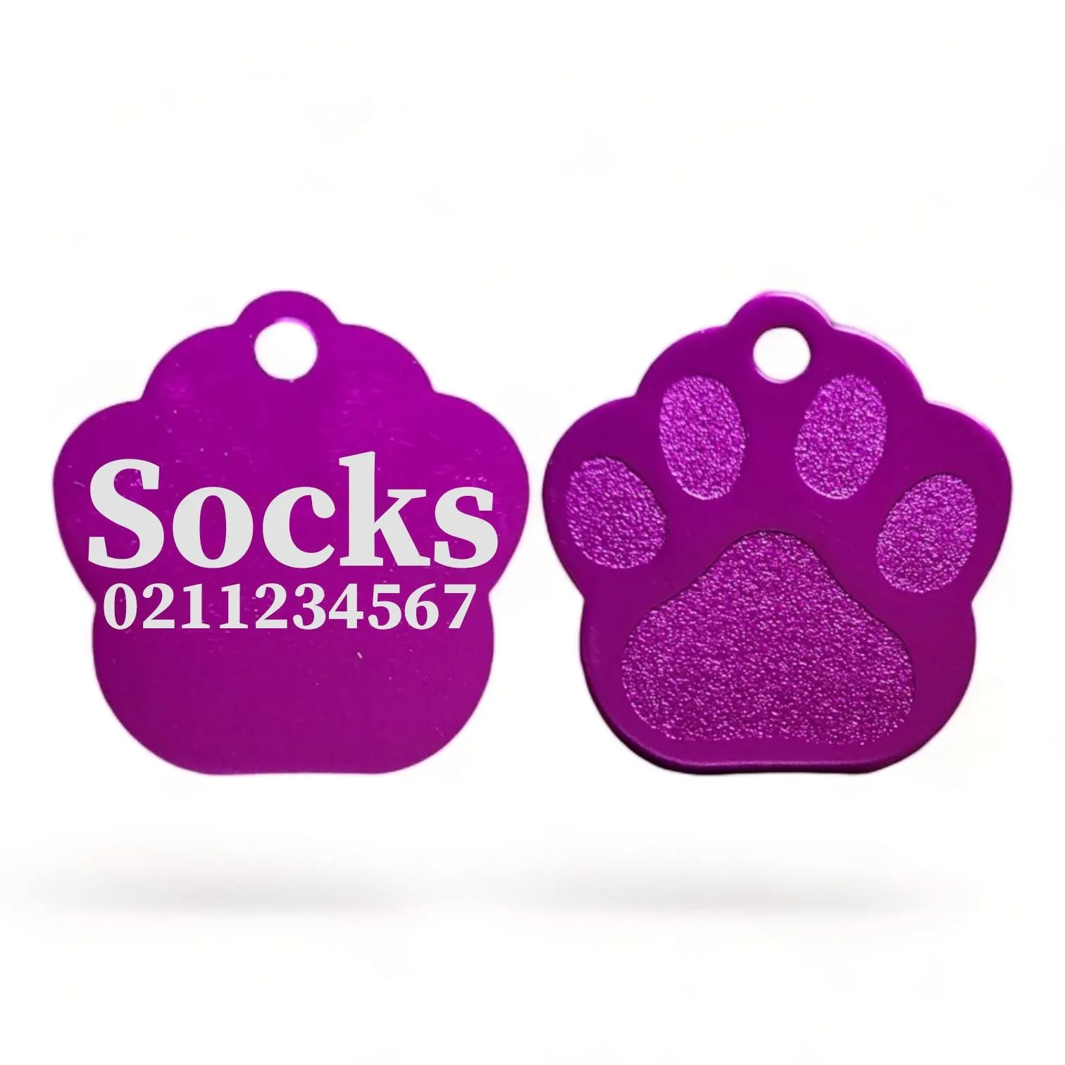 Name & Number | Paw Print Aluminium | Cat, Kitten & Dog Kitten ID Pet Tag