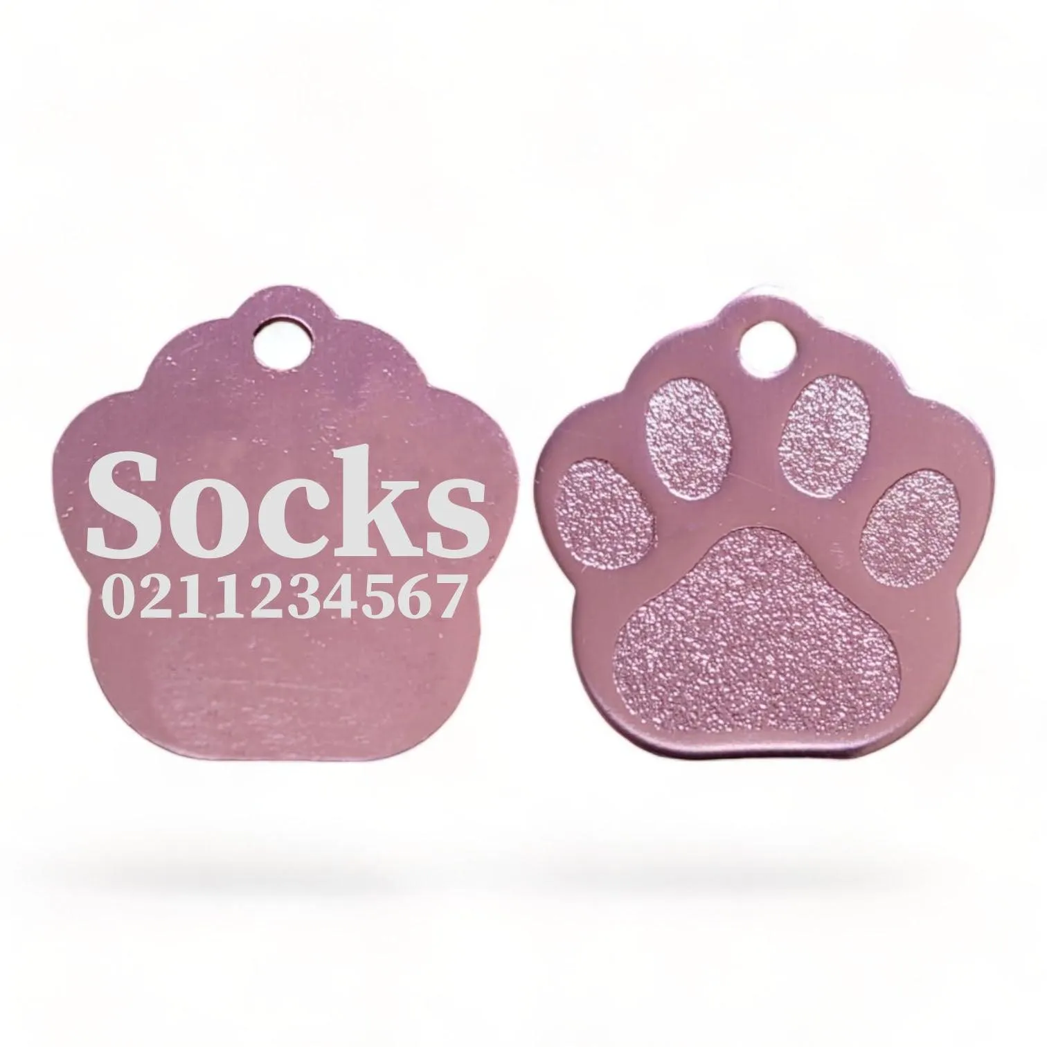 Name & Number | Paw Print Aluminium | Cat, Kitten & Dog Kitten ID Pet Tag