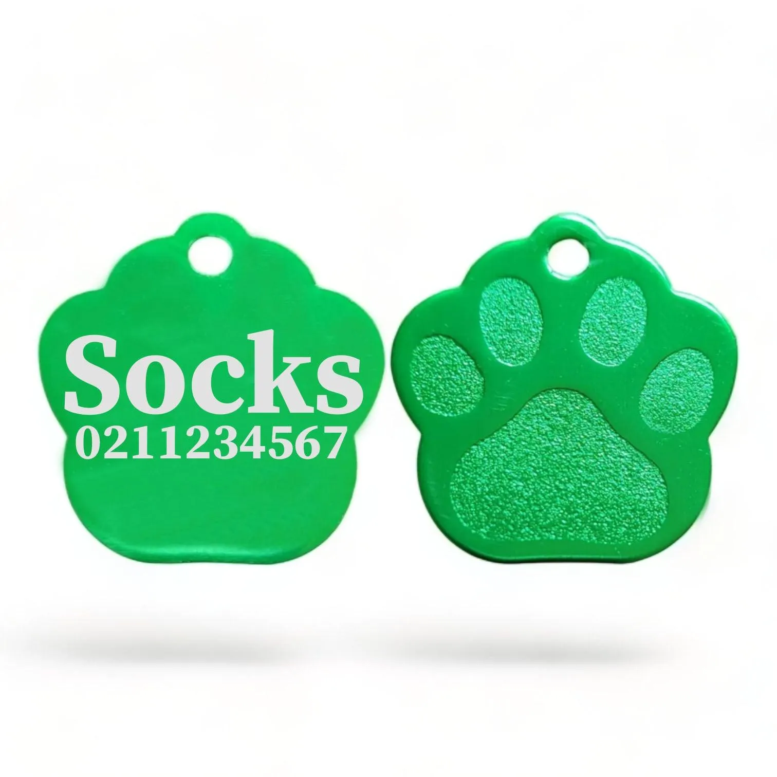 Name & Number | Paw Print Aluminium | Cat, Kitten & Dog Kitten ID Pet Tag
