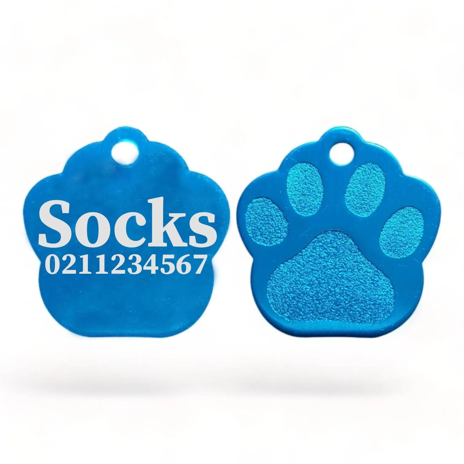 Name & Number | Paw Print Aluminium | Cat, Kitten & Dog Kitten ID Pet Tag