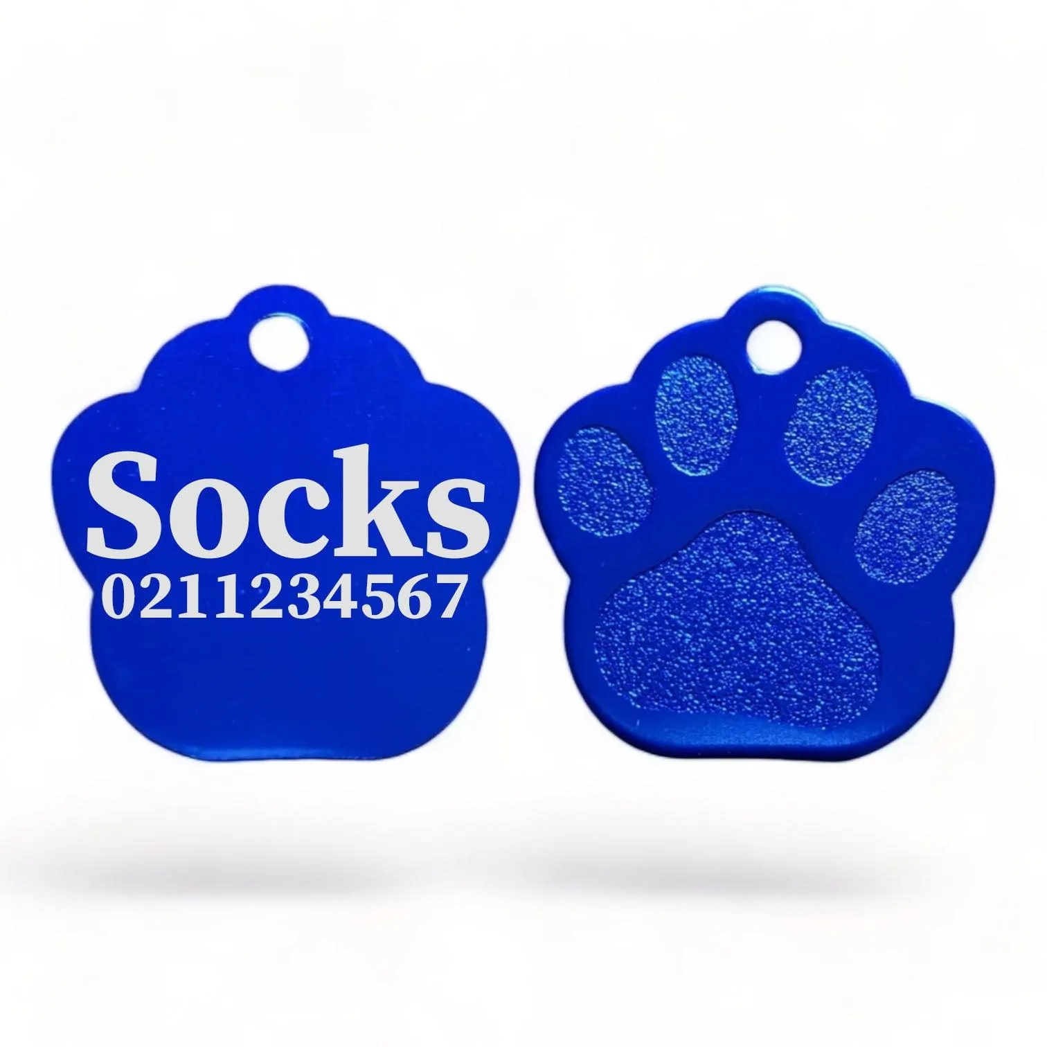 Name & Number | Paw Print Aluminium | Cat, Kitten & Dog Kitten ID Pet Tag