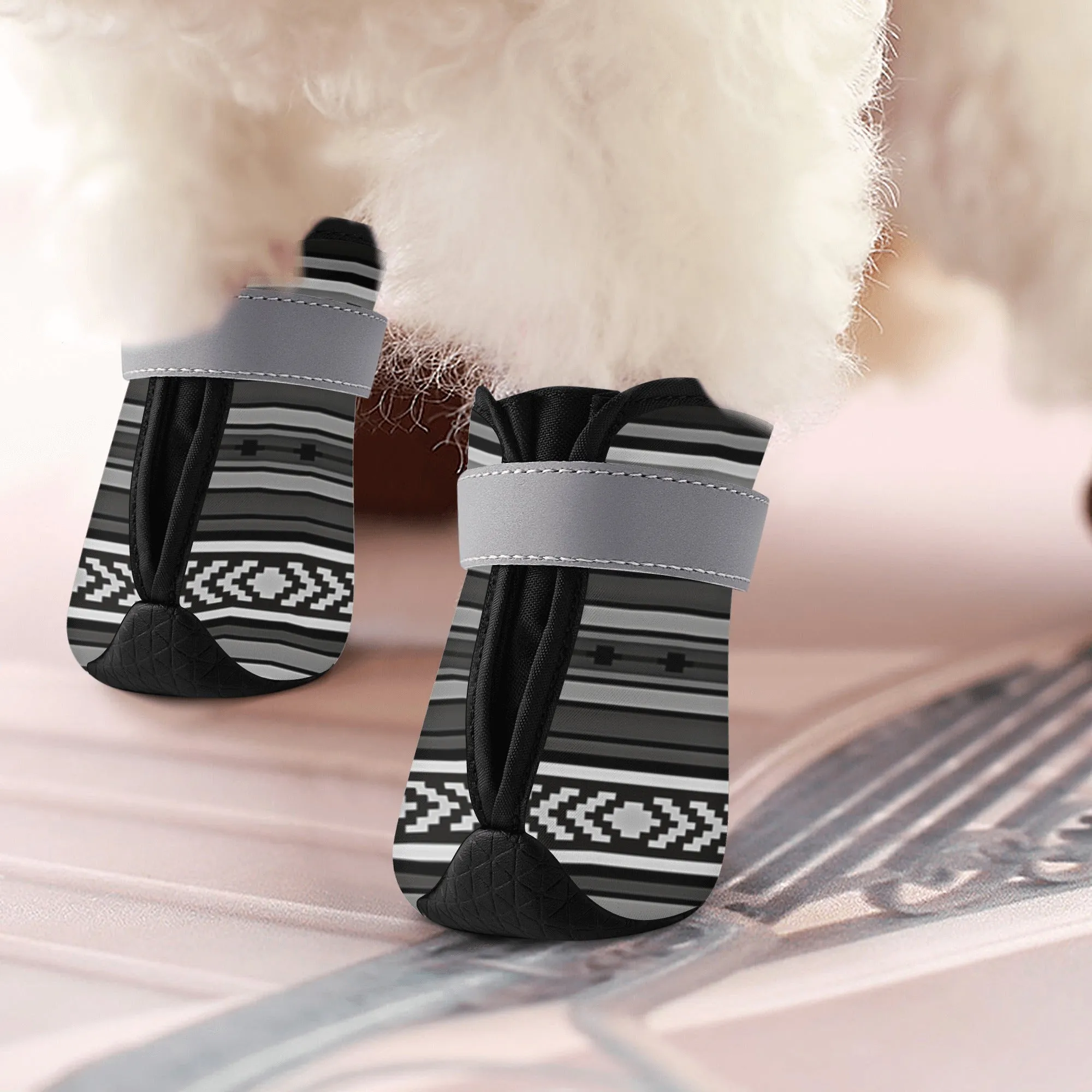 Non Slip Dog Sock Booties for Protection, Multiple Sizes Gray Sahara Print