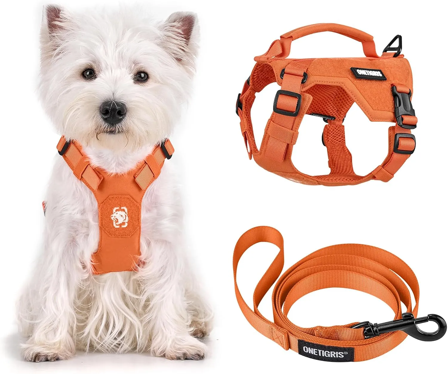 Onetigris Small Harness Dog Harness and Leash Set,Mini Trooper No Pull Dog Vest Fully Adjustable Harness for Puppy Dog and Cats, Dog Vest Harness for XXXS XXS XS Pets (Orange, XXXS)
