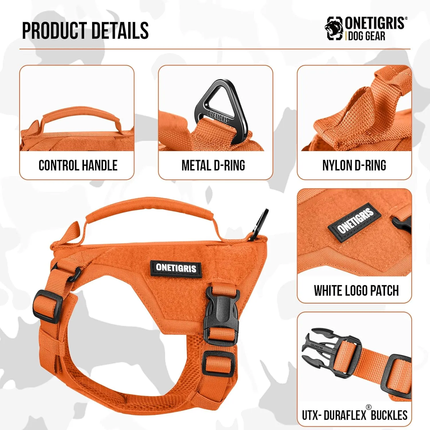 Onetigris Small Harness Dog Harness and Leash Set,Mini Trooper No Pull Dog Vest Fully Adjustable Harness for Puppy Dog and Cats, Dog Vest Harness for XXXS XXS XS Pets (Orange, XXXS)