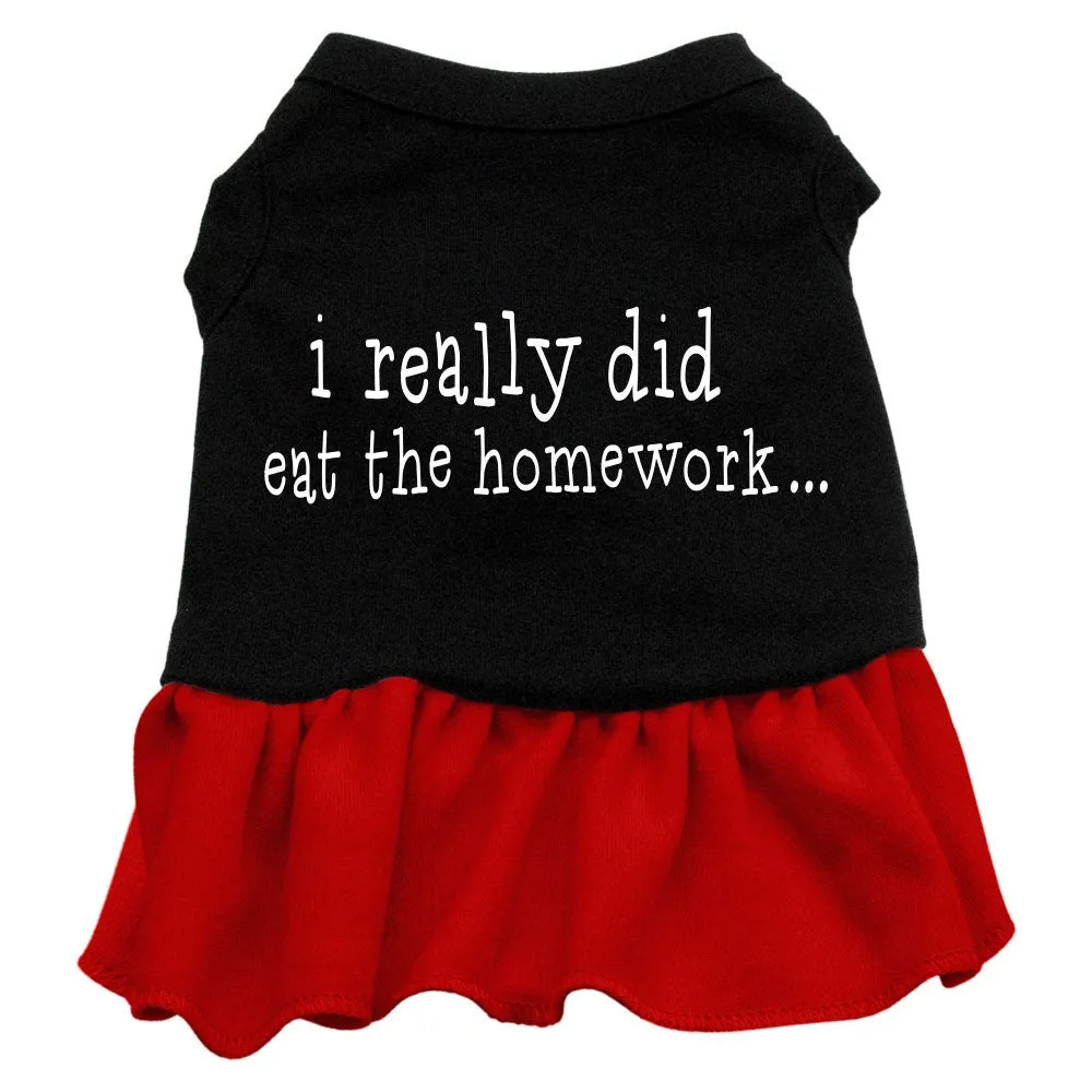 Pet Dog & Cat Dress Screen Printed, "I Really Did Eat The Homework"