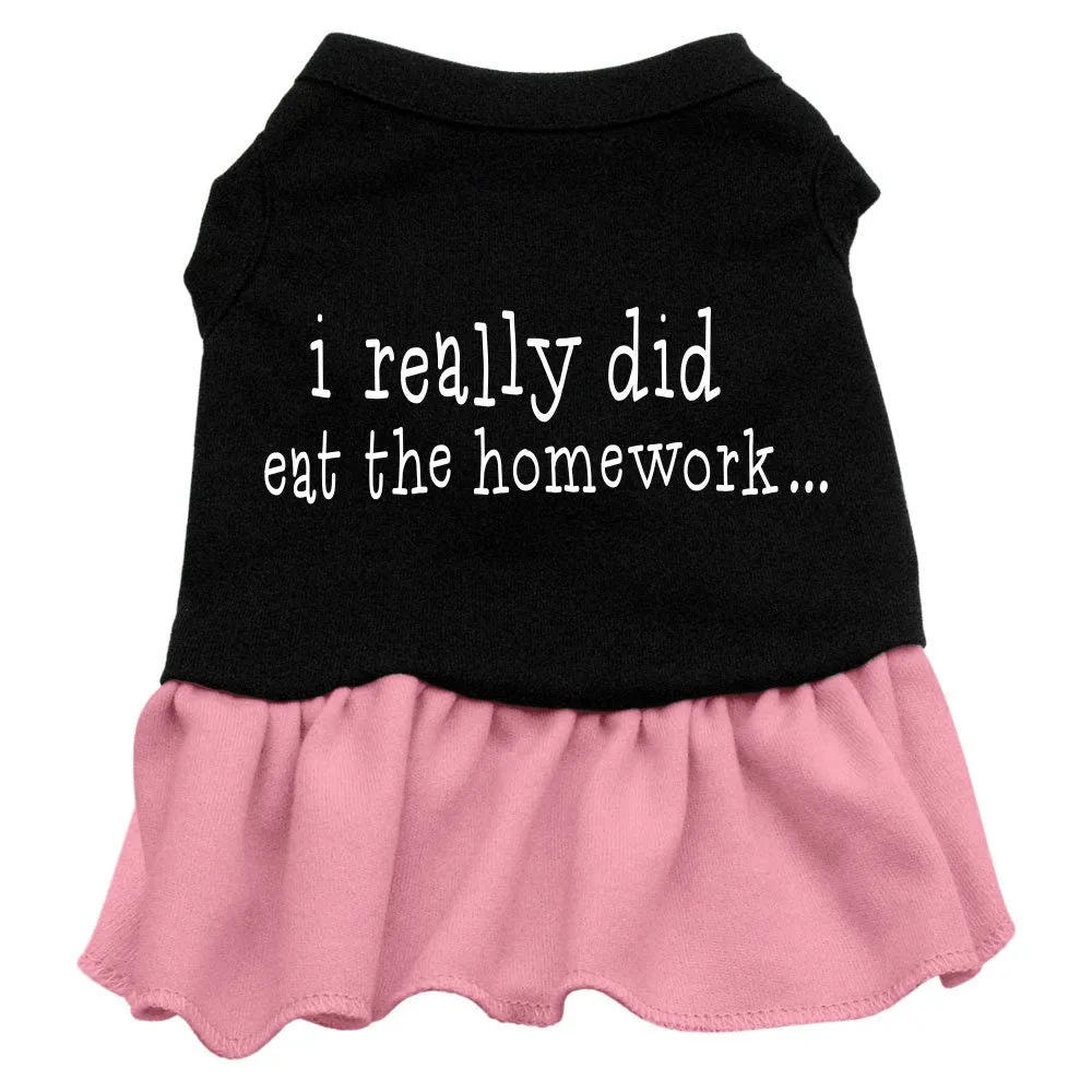 Pet Dog & Cat Dress Screen Printed, "I Really Did Eat The Homework"