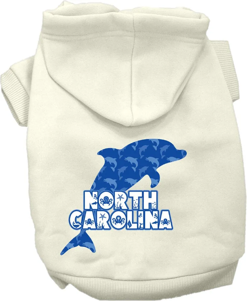 Pet Dog & Cat Screen Printed Hoodie for Medium to Large Pets (Sizes 2XL-6XL), "North Carolina Blue Dolphins"