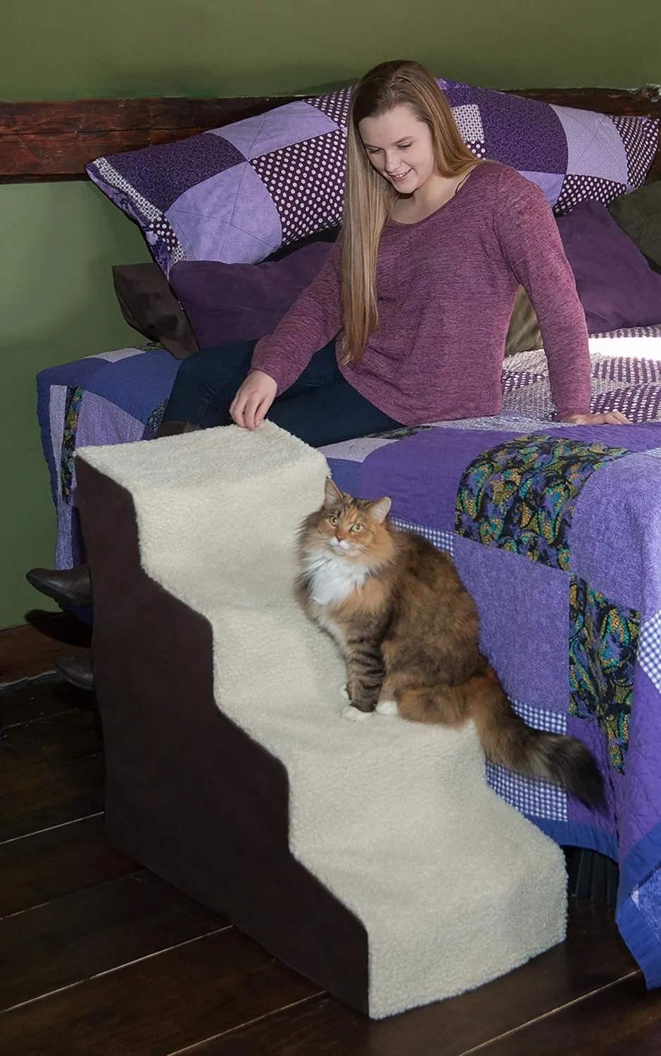 Pet Gear Easy Step IV Pet Stairs, 4 Step for Cats/Dogs, Removable Washable Carpet Treads, for Pets Up to 150lbs, No Tools Required, Espresso/Cream