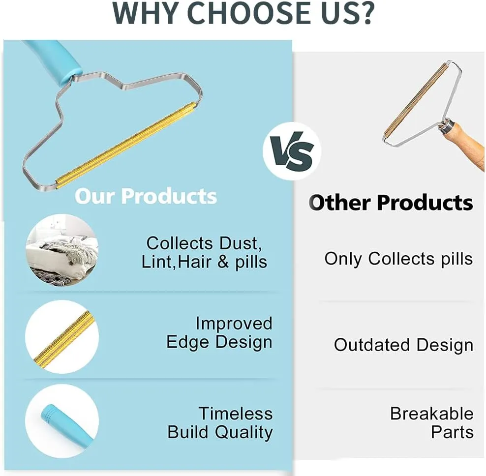 Pet Hair Removal Tool,BSIWWO Cleaner Pro Pet Hair Remover,Multi Fabric Edge and Carpet Rake,Pet Hair Remover for Couch,Dog Hair Remover and Cat Hair Remover for Rugs,Couch&Pet Towers(Blue)