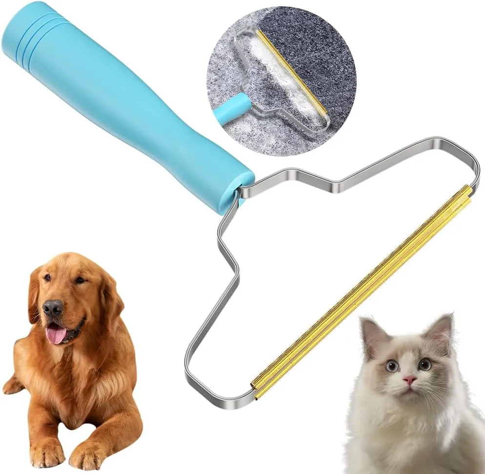 Pet Hair Removal Tool,BSIWWO Cleaner Pro Pet Hair Remover,Multi Fabric Edge and Carpet Rake,Pet Hair Remover for Couch,Dog Hair Remover and Cat Hair Remover for Rugs,Couch&Pet Towers(Blue)