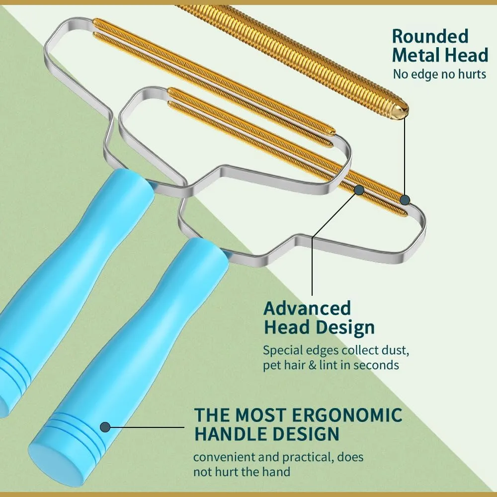 Pet Hair Removal Tool,BSIWWO Cleaner Pro Pet Hair Remover,Multi Fabric Edge and Carpet Rake,Pet Hair Remover for Couch,Dog Hair Remover and Cat Hair Remover for Rugs,Couch&Pet Towers(Blue)