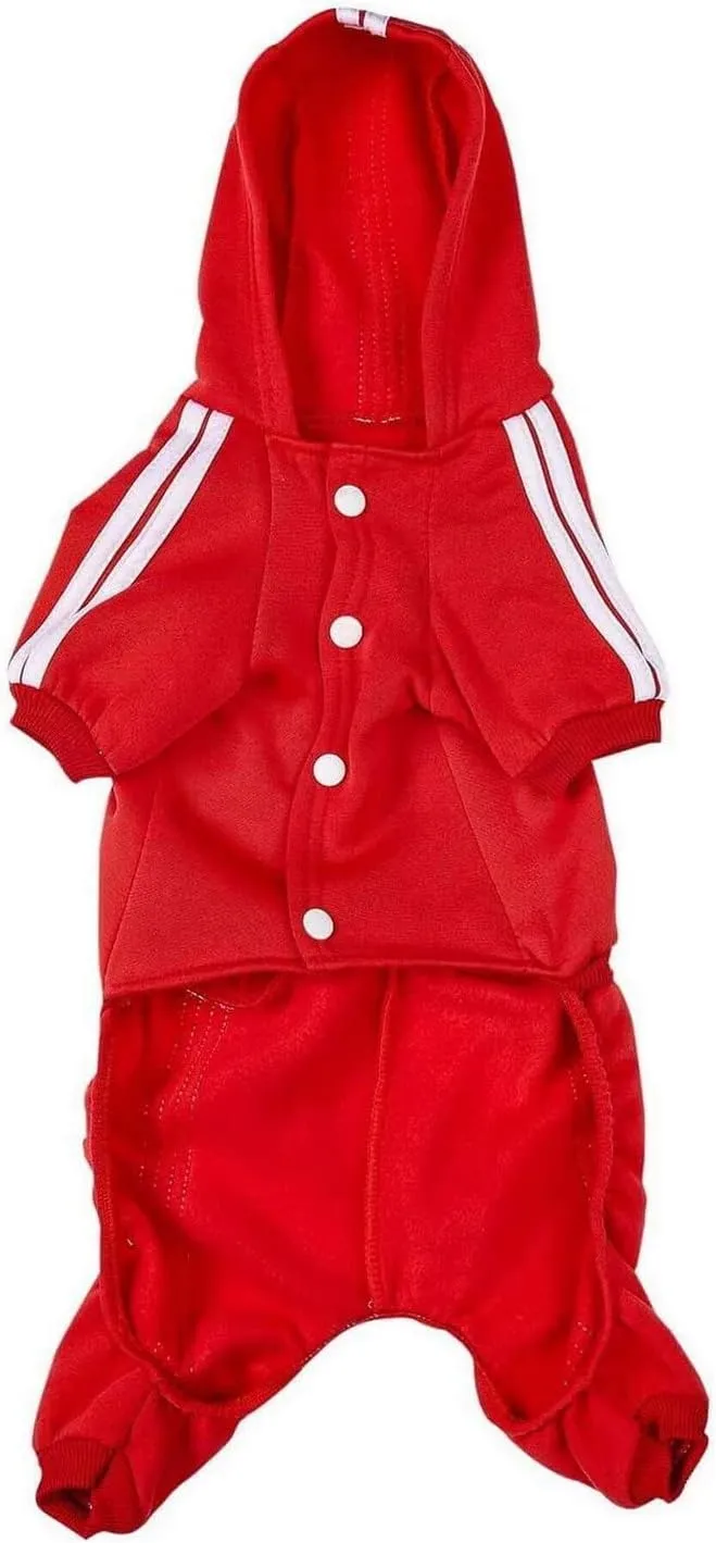 Pet Outfit - Cute Dog Hoodie Sweater Tracksuit Winter Clothes Jumpsuit Pajamas 4-Legs Red for Puppy Small Medium Large Dogs Boy or Girl (XX-Large)
