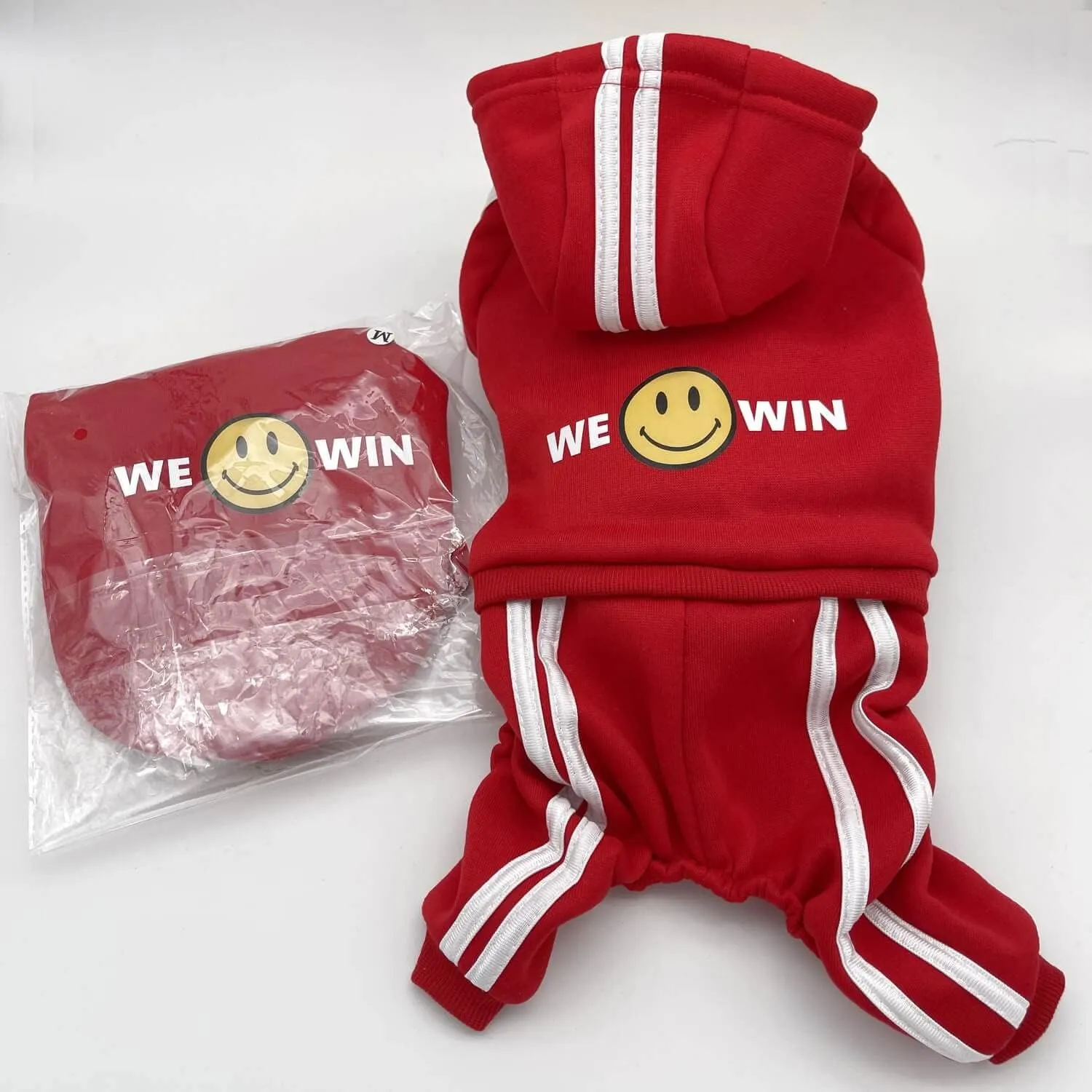 Pet Outfit - Cute Dog Hoodie Sweater Tracksuit Winter Clothes Jumpsuit Pajamas 4-Legs Red for Puppy Small Medium Large Dogs Boy or Girl (XX-Large)