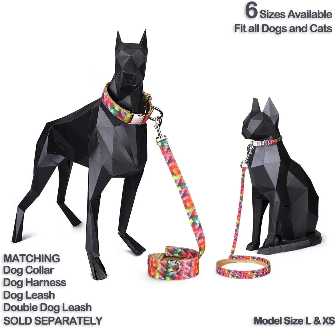 Pet Supplies, (Kaleidoscope Diamond) Cat Collar, Dog Collar, Cat Leash, Dog Leash, Cat Harness, Dog Harness, Small Dog Collar, Medium Dog Collar, Large Dog Collar (Pet Collar, XS)