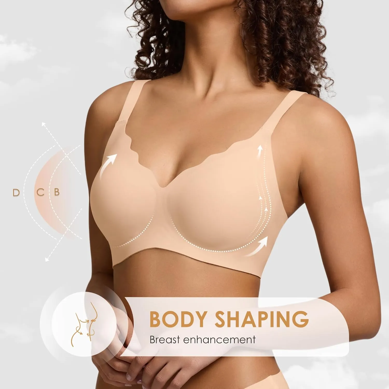Seamless Wireless Bra for Women with Support - No Underwire Full Coverage Push Up Comfort Bras - Back Fat Smoothing Bralettes