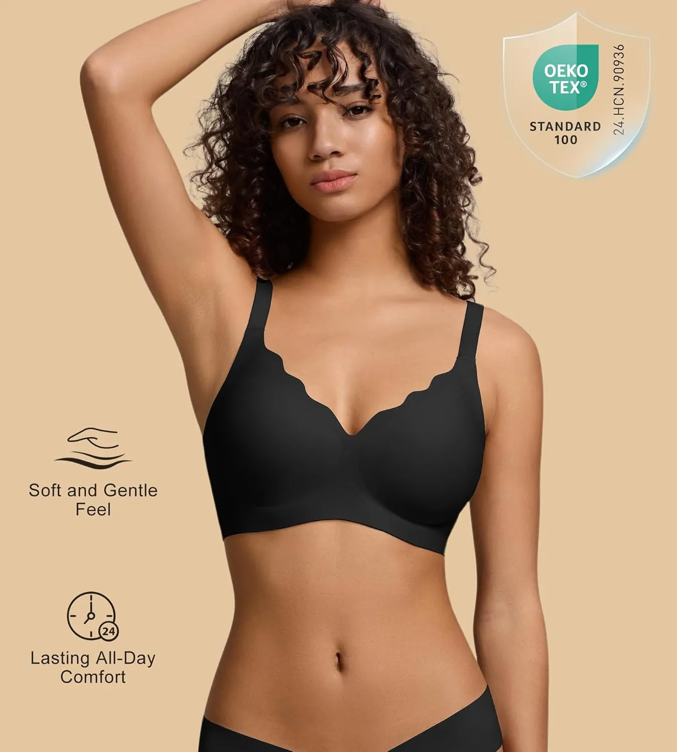 Seamless Wireless Bra for Women with Support - No Underwire Full Coverage Push Up Comfort Bras - Back Fat Smoothing Bralettes