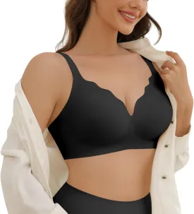 Seamless Wireless Bra for Women with Support - No Underwire Full Coverage Push Up Comfort Bras - Back Fat Smoothing Bralettes