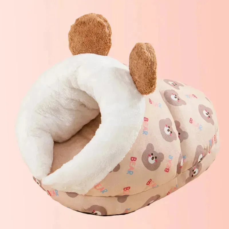 Semi-Closed Cat & Dog Bed - All-Season Slippers Design