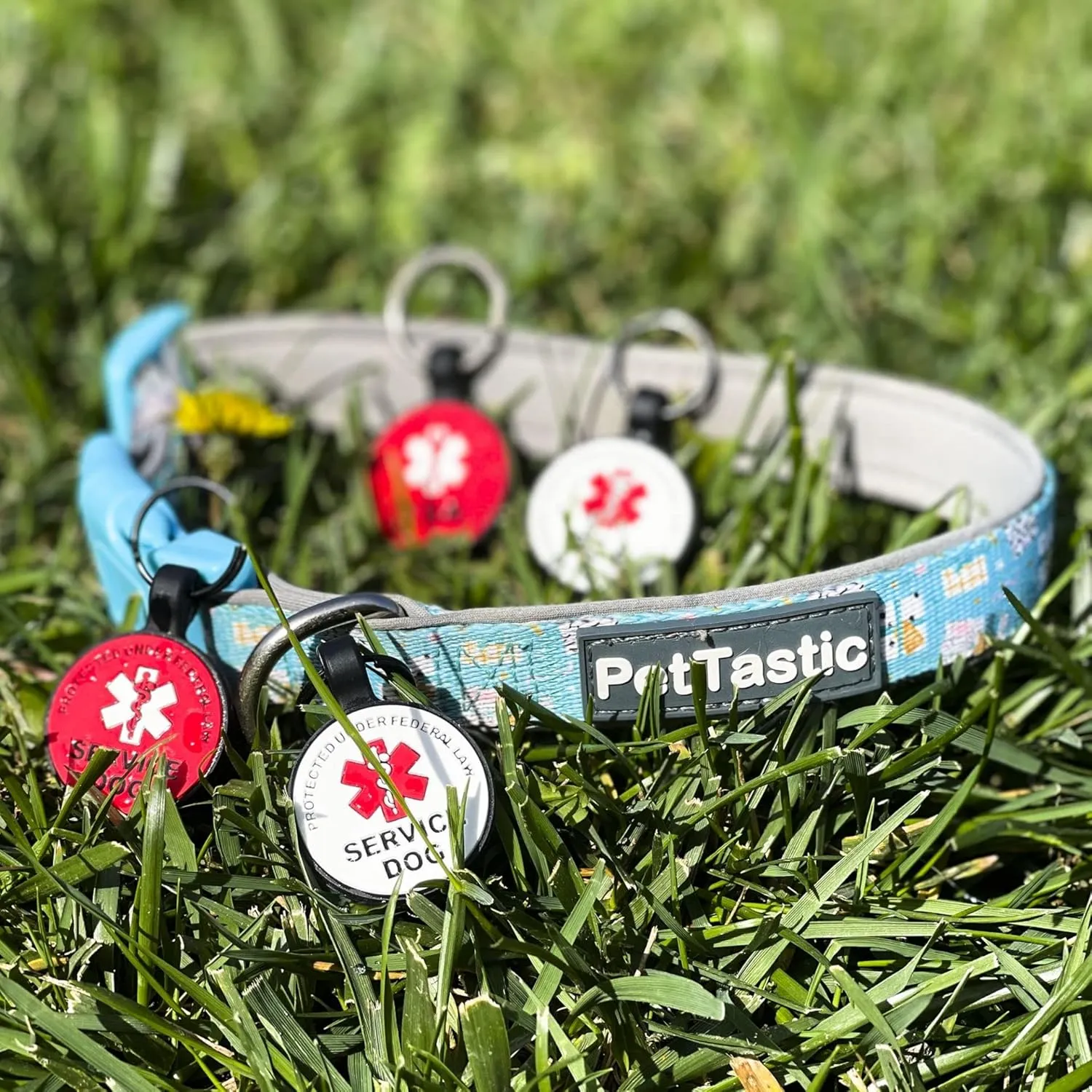 Silent Engraved Service Dog Personalized with 4 Lines of Custom Engraved ID Silent Silicone Pet Tag White