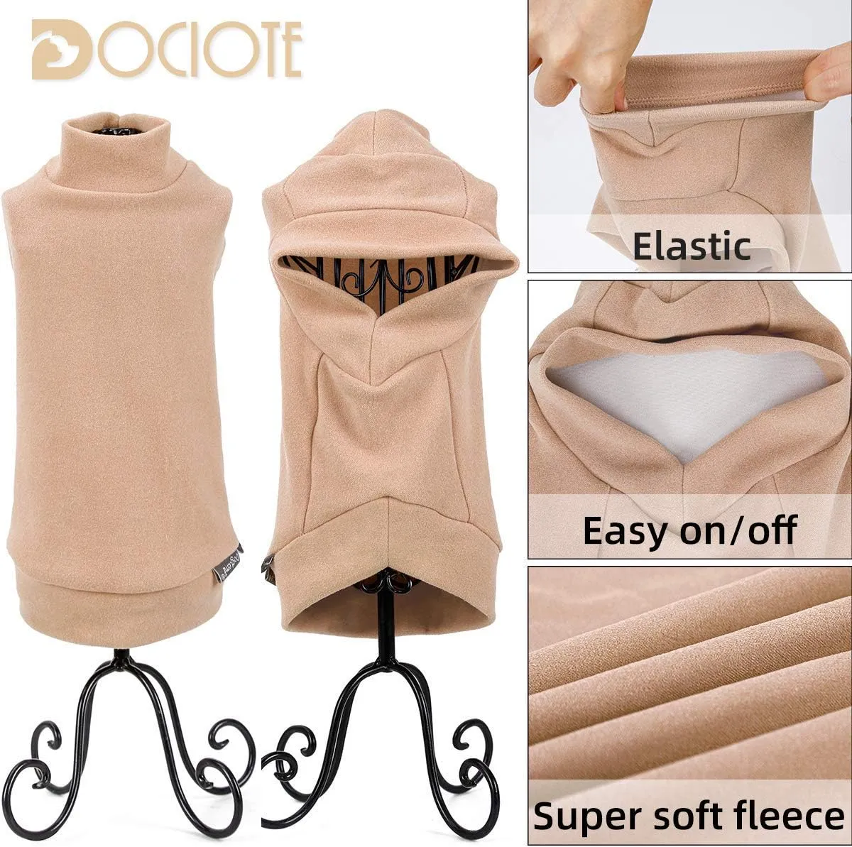 Small Dogs Fleece Dog Sweatshirt - Cold Weather Hoodies Spring Soft Vest Thickening Warm Cat Sweater Puppy Clothes Sweater Winter Sweatshirt Pet Pajamas for Small Dog Cat Puppy (Medium, Beige)