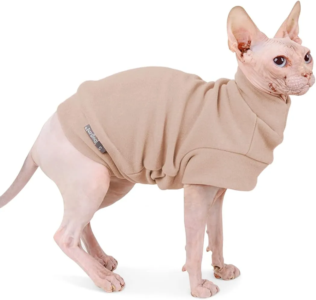 Small Dogs Fleece Dog Sweatshirt - Cold Weather Hoodies Spring Soft Vest Thickening Warm Cat Sweater Puppy Clothes Sweater Winter Sweatshirt Pet Pajamas for Small Dog Cat Puppy (Medium, Beige)