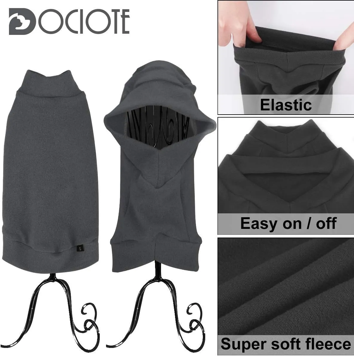 Small Dogs Fleece Dog Sweatshirt - Cold Weather Hoodies Spring Soft Vest Thickening Warm Cat Sweater Puppy Clothes Sweater Winter Sweatshirt Pet Pajamas for Small Dog Cat Puppy (Small, Dark Grey)