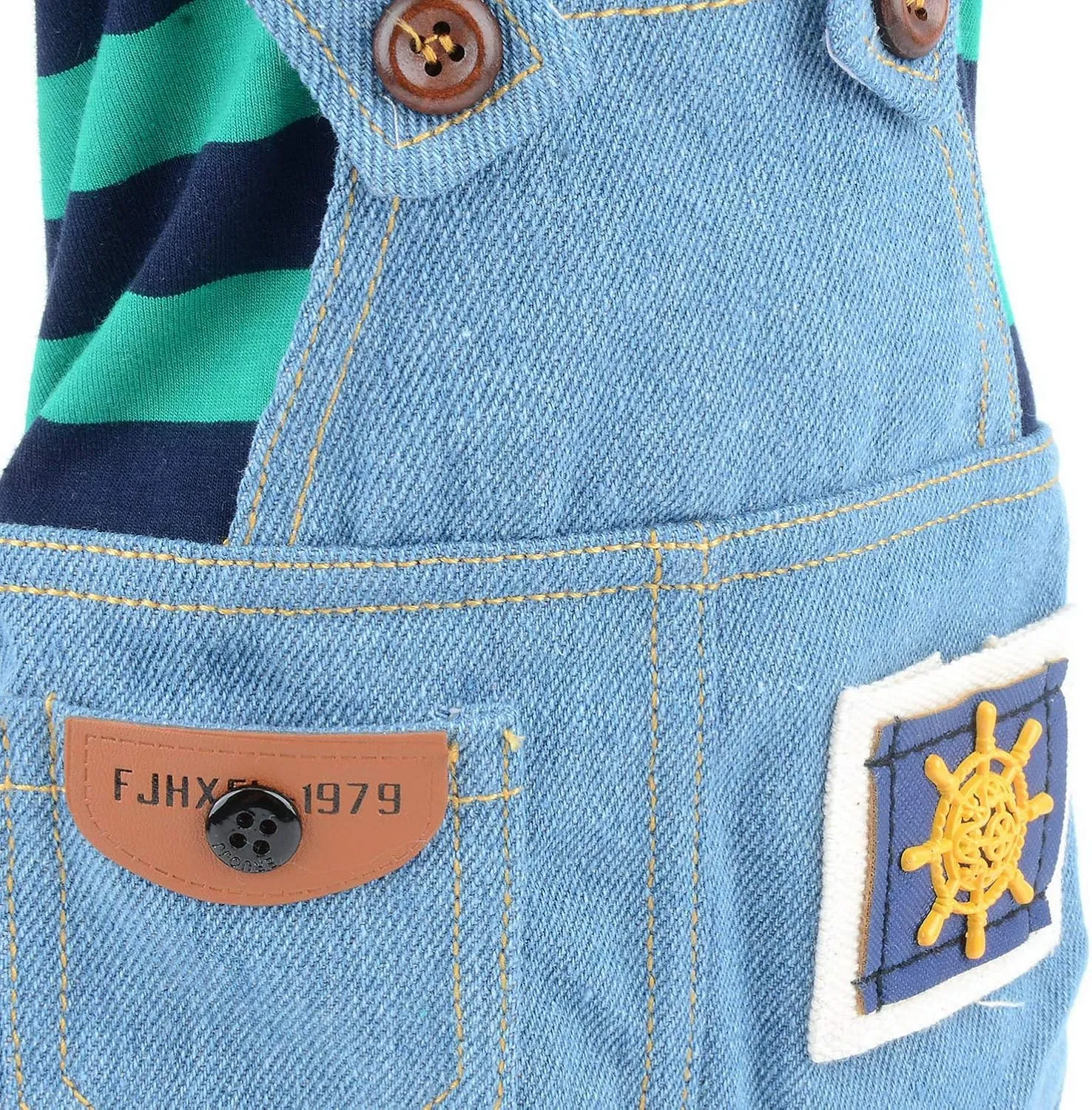 SMALLLEE_LUCKY_STORE Pet Stripe Sweater Shirt Denim Overalls for Small Dogs Cats Boy Girl Tshirt Pants 4 Legged Outfits Puppy Jumpsuit Yorkie Chihuahua Clothes,Green,Size M