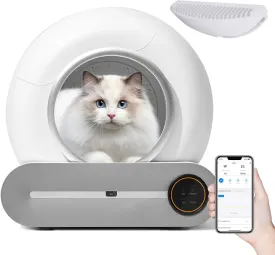 Smart Self-Cleaning Litter Box for Cats with App Control, Safety Sensors65L Large Capacity & Ionic Odor Removal, Automatic Cat Toilet for Multi-Cat Household (White Gray) Smart Self-Cleaning Litter Box for Cats with App Control, Safety Sensors65L Large Capacity & Ionic Odor Removal, Automatic Cat Toilet for Multi-Cat Household (White Gray)