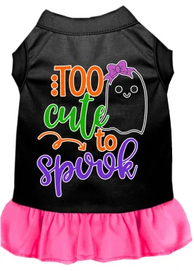 Too Cute To Spook-girly Ghost Screen Print Dog Dress Black With Bright Pink Sm