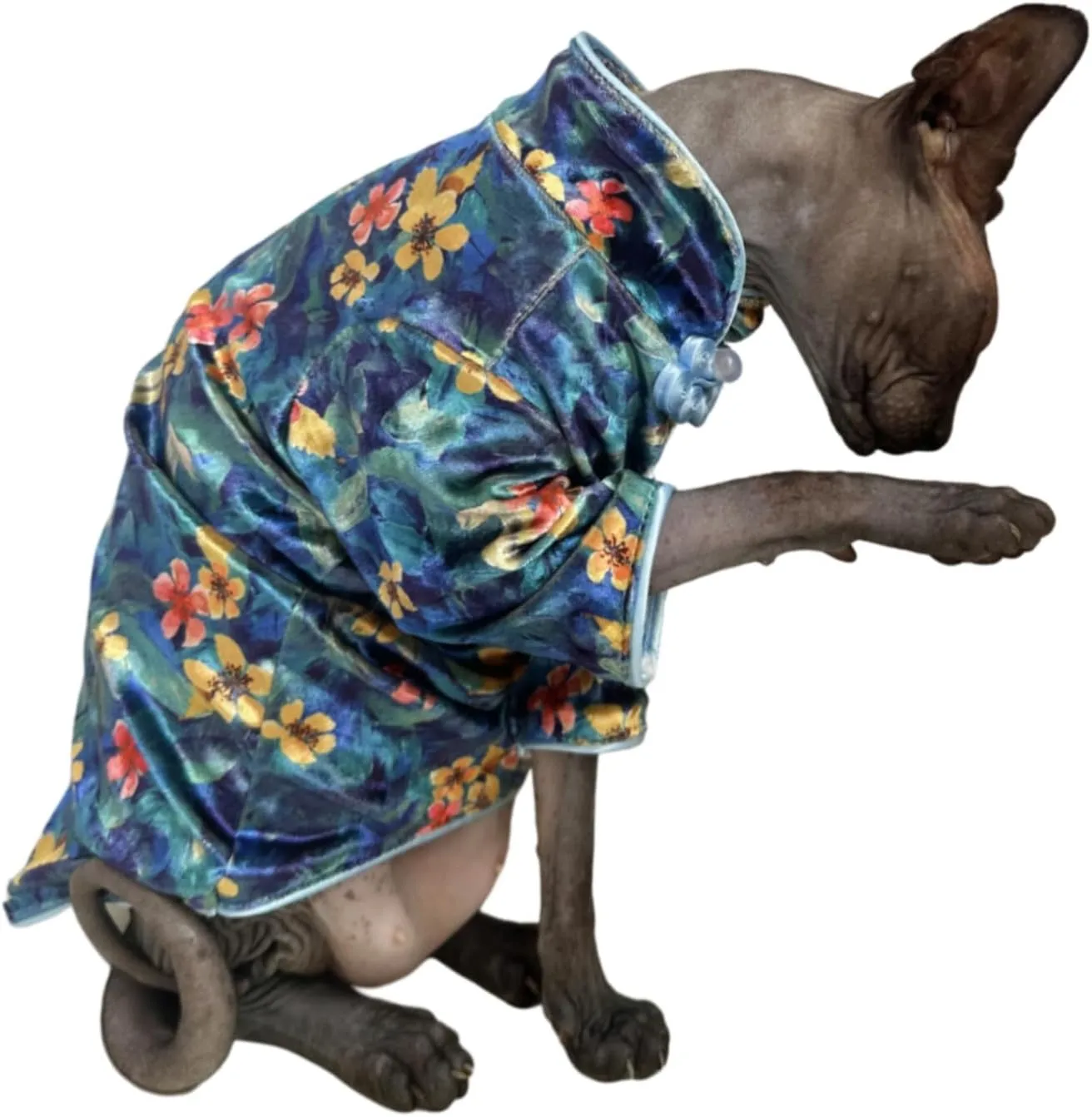 Traditional Culture Sphynx Hairless Cat Cotton T-Shirts Clothes Pet Sweater Cat Vest Pet Clothes Kitten Shirts Small Dogs Apparel (Hawthorn, S (3.3-5 lbs))