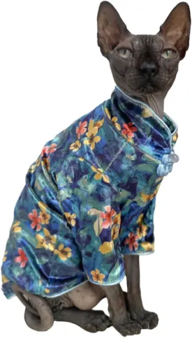 Traditional Culture Sphynx Hairless Cat Cotton T-Shirts Clothes Pet Sweater Cat Vest Pet Clothes Kitten Shirts Small Dogs Apparel (Hawthorn, S (3.3-5 lbs))