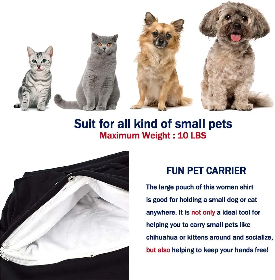 Unisex Pet Carrier Hoodie Cat Dog Pouch Holder Sweatshirt Shirt Top