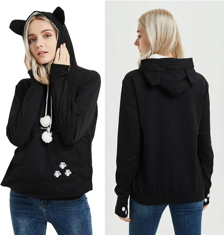 Unisex Pet Carrier Hoodie Cat Dog Pouch Holder Sweatshirt Shirt Top