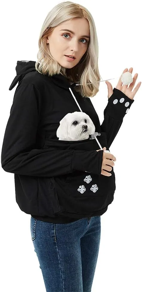 Unisex Pet Carrier Hoodie Cat Dog Pouch Holder Sweatshirt Shirt Top