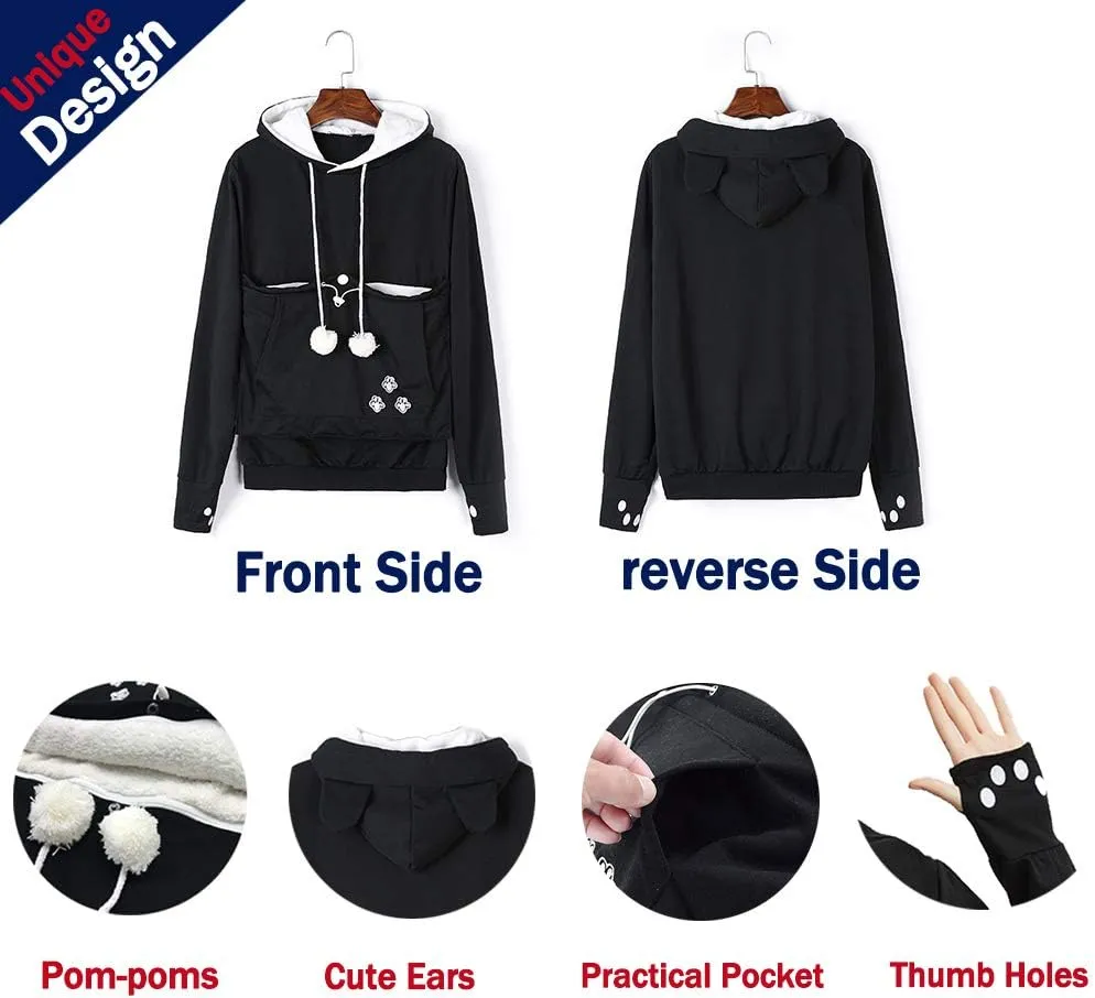 Unisex Pet Carrier Hoodie Cat Dog Pouch Holder Sweatshirt Shirt Top