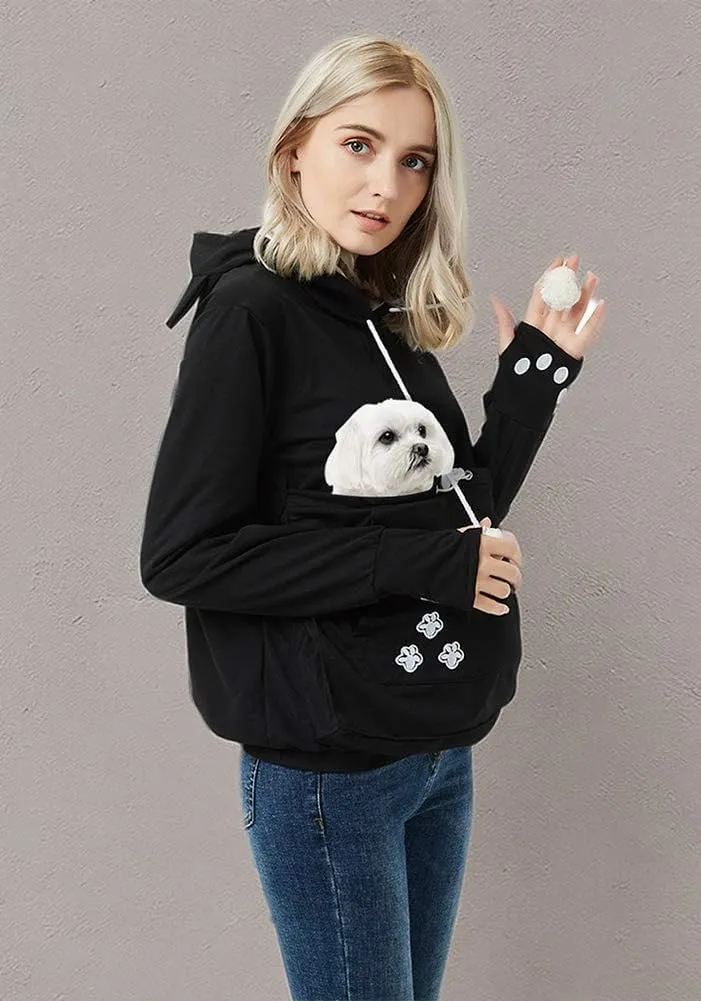 Unisex Pet Carrier Hoodie Cat Dog Pouch Holder Sweatshirt Shirt Top