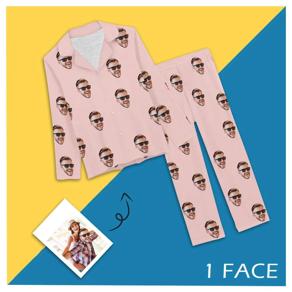 [Up To 4 Faces] Persoanlized Pajamas Custom Photo Funny Sleepwear With Faces On Them Women's Long Pajama Set