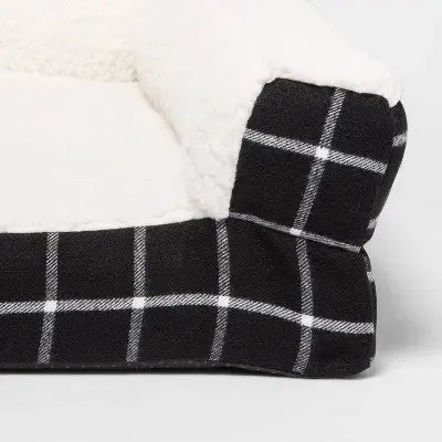 Window Pane Plaid Pillow Couch Dog Bed - M - Boots & Barkley