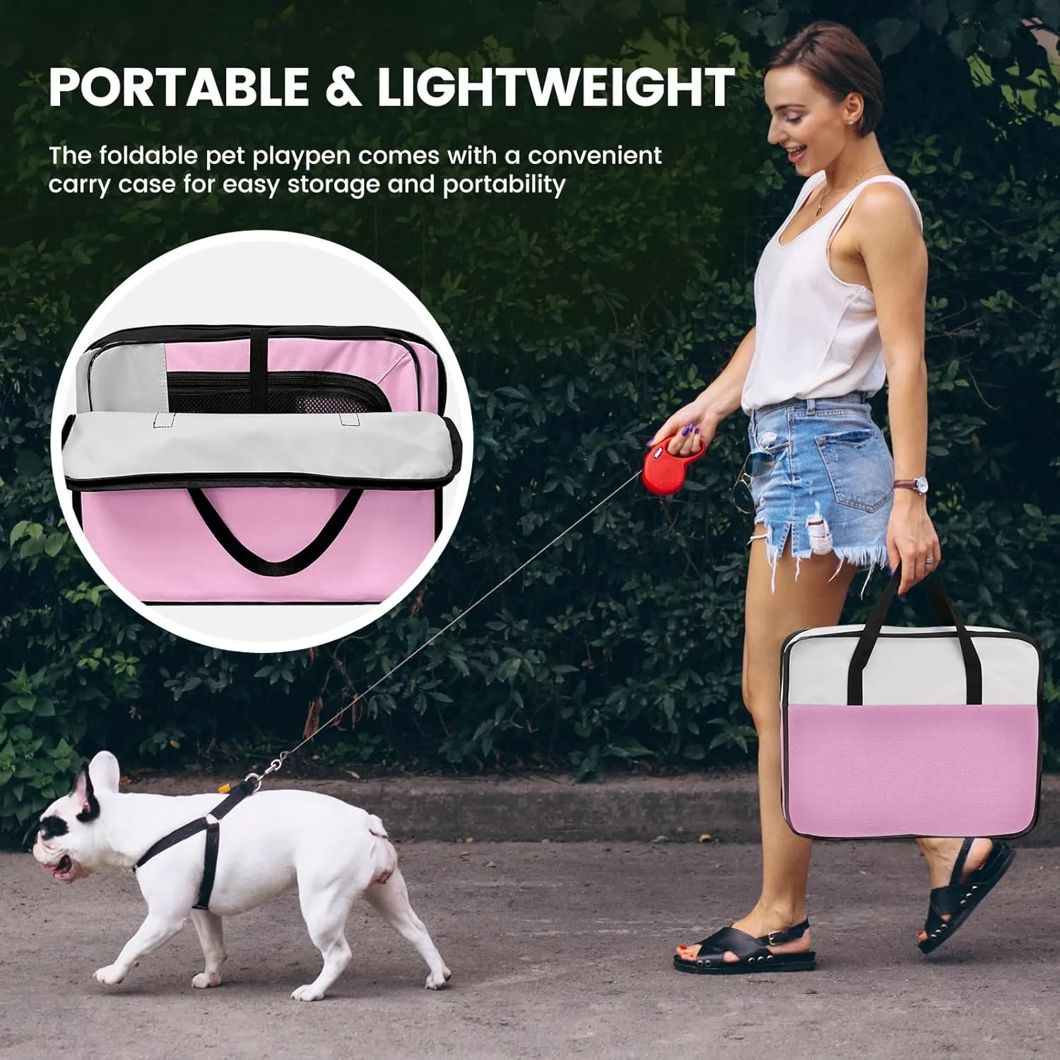 X-ZONE PET Dog Playpen Portable Pet Play Pens for Puppies, Cat, Rabbit, Chicks, Foldable Exercise Play Tent Kennel Crate, Indoor/Outdoor Travel Camping Pink Medium