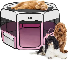 X-ZONE PET Dog Playpen Portable Pet Play Pens for Puppies, Cat, Rabbit, Chicks, Foldable Exercise Play Tent Kennel Crate, Indoor/Outdoor Travel Camping Pink Medium X-ZONE PET Dog Playpen Portable Pet Play Pens for Puppies, Cat, Rabbit, Chicks, Foldable Exercise Play Tent Kennel Crate, Indoor/Outdoor Travel Camping Pink Medium