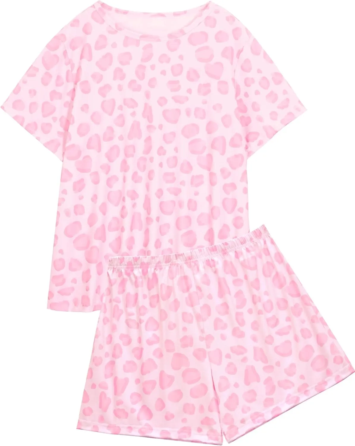 XPUDAC Matching Dog and Owner Clothes Womens Pajama Set Loungewear Short Sleeve Tee and Shorts, Owner and Pet Pajamas Are Sold Separately Leopard